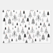 Zwarte en witte kerstboomvloed voor het plukken va inpakpapier vel (Voorkant 3)