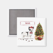 Zwarte en witte kersthond magneet (Voorkant / Achterkant)