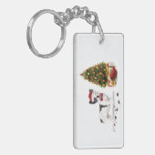 Zwarte en witte kersthond sleutelhanger (Voorkant Links)