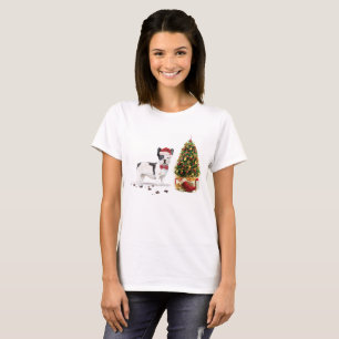 Zwarte en witte kersthond t-shirt