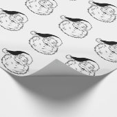  zwarte en witte kerstman cadeaupapier (Hoek)