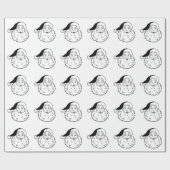  zwarte en witte kerstman cadeaupapier (Vlak)