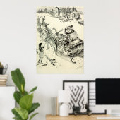 zwarte en witte kerstman Naar de stad Poster (Thuiskantoor)