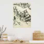 zwarte en witte kerstman Naar de stad Poster (Keuken)
