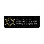 Zwarte en witte kerstsnowflake etiket (Voorkant)