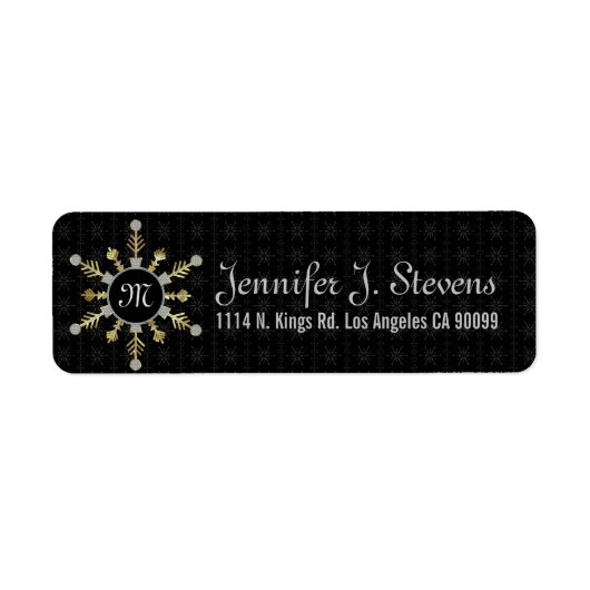 Zwarte en witte kerstsnowflake etiket (Voorkant)