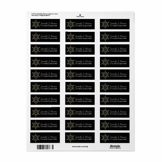 Zwarte en witte kerstsnowflake etiket (Full Sheet)