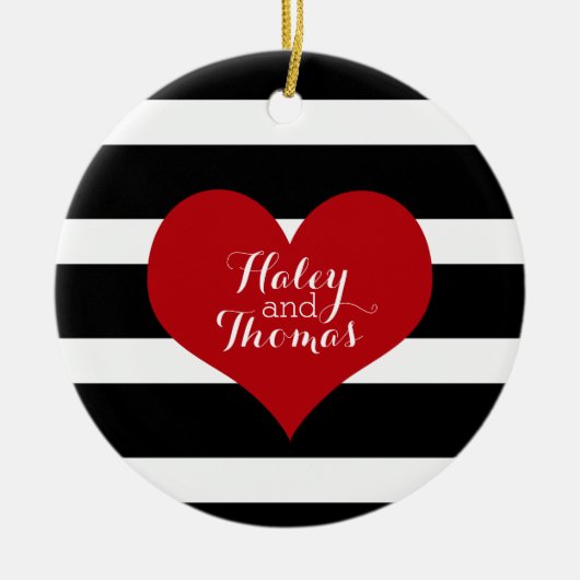 Zwarte en witte kerstversiering keramisch ornament (Voorkant)