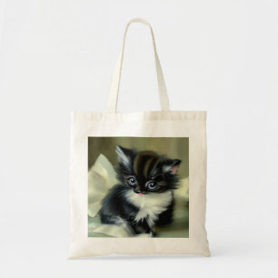 zwarte en witte keuken tongen tikken uit tote bag