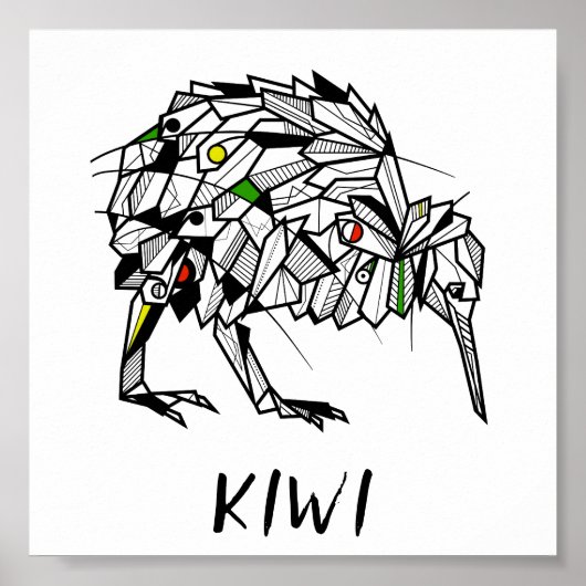 Zwarte en witte kiwi poster (Voorkant)
