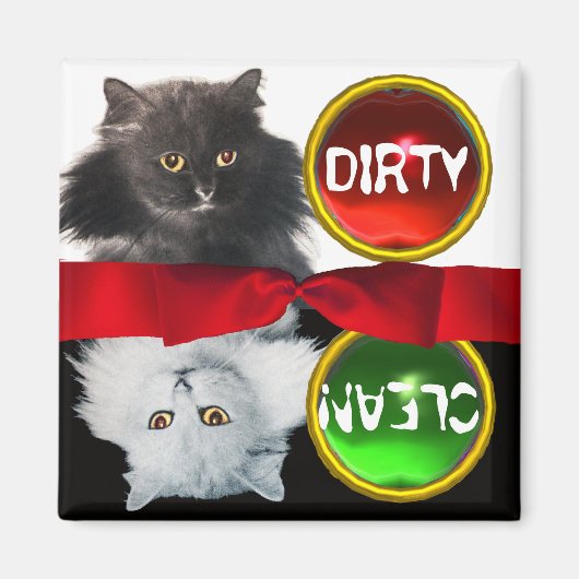 ZWARTE EN WITTE KLEINKLEINE KATTEN MAGNEET (Voorkant)