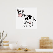 Zwarte en witte Koe Cartoon. Poster (Keuken)