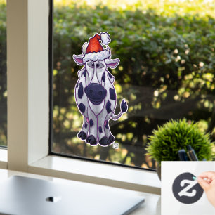 Zwarte en witte Koe kersttouwtjes Raamsticker
