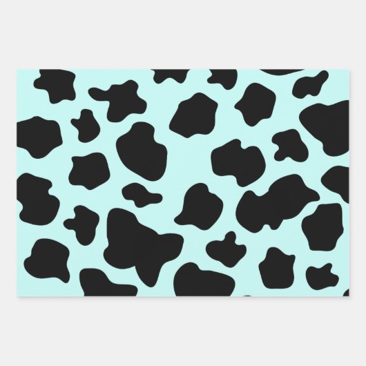 Zwarte en witte koe vlekken Papierbladen overvulle Inpakpapier Vel (Voorkant 3)