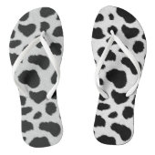 Zwarte en witte koe vlekken patroonpeltextuur teenslippers (Voetbed)