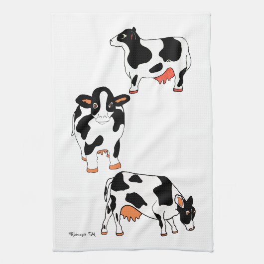 Zwarte en Witte koeien keukenhanddoek (Verticaal)
