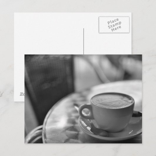 Zwarte en witte koffie briefkaart (Voorkant / Achterkant)