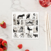  zwarte en witte koningsdieren servetten (Insitu)