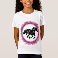 Zwarte en witte kosmische paarden T-Shirt