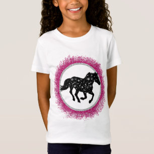 Zwarte en witte kosmische paarden T-Shirt