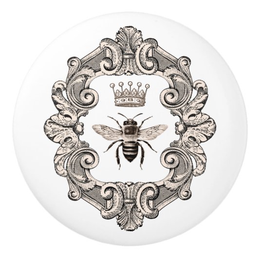 Zwarte en witte kroonkoningin Bee Ceramic Pull Keramische Knop (Voorkant)