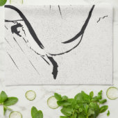 Zwarte en witte kunst Jane Avril van Toulouse Laut Theedoek (Gevouwen)