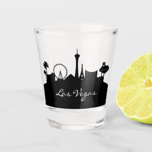 Zwarte en witte Las Vegas skyline Shot Glas