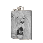 zwarte en witte leeuw die het wild van grote katte heupfles (Links)