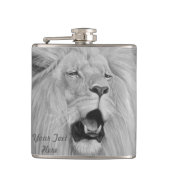 zwarte en witte leeuw die het wild van grote katte heupfles (Voorkant)