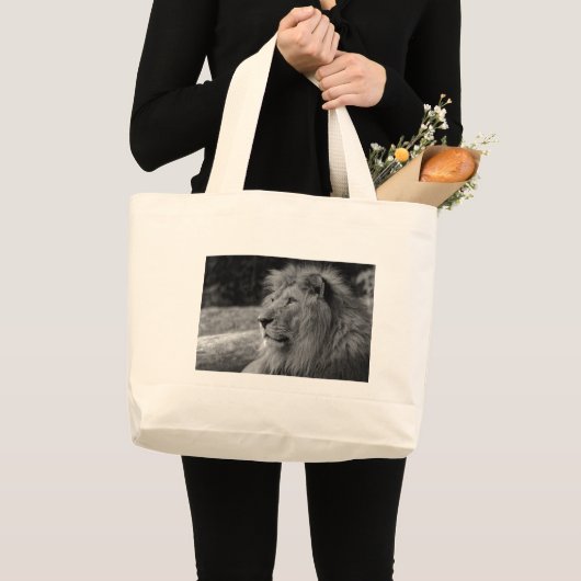 Zwarte en witte leeuw - Wilde dieren Grote Tote Bag (Voorkant (product))