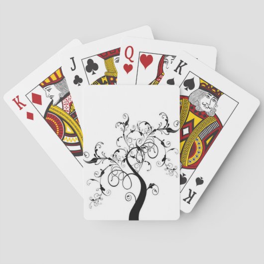 Zwarte en witte levensboom speelkaarten (Achterkant)