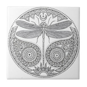 zwarte en witte libellen tegeltje