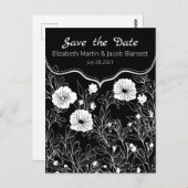 Zwarte en witte lijnkunst sparen de Datum Briefkaart (Voorkant / Achterkant)