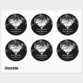 Zwarte en witte  luchters bruiloft ronde sticker (Vel)
