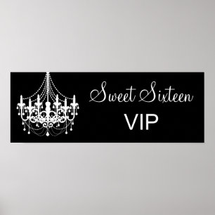 Zwarte en witte luchters Sweet 16 VIP-banner Poster