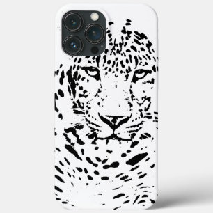 Zwarte en witte luipaard iPhone 13 pro max hoesje