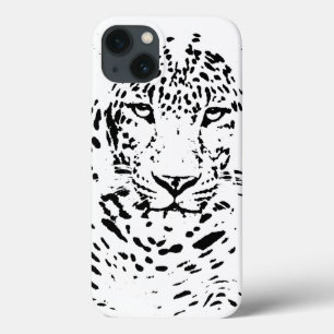 Zwarte en witte luipaard Hoesje-Mate iPhone draagt 13 Hoesje