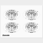 Zwarte en witte luipogen ovale sticker (Vel)