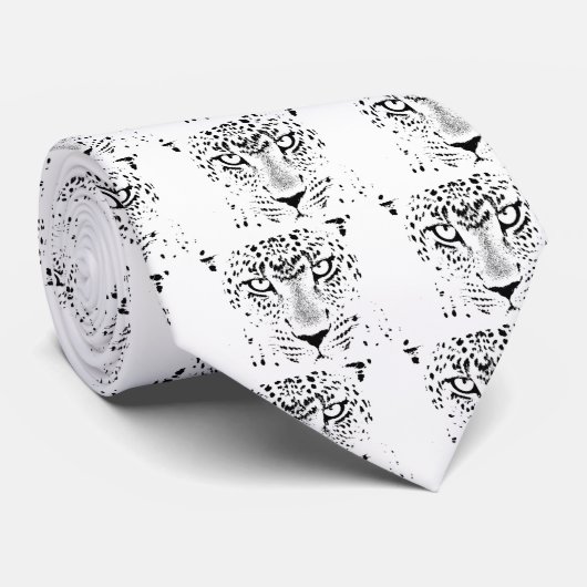 Zwarte en witte luipogen stropdas (Opgerold)