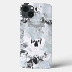 Zwarte en witte luxe abstracte moderne kunst iPhone 13 hoesje