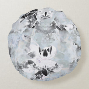 Zwarte en witte luxe abstracte moderne kunst rond kussen