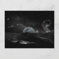 Zwarte en witte maan Night Sky Mountain Galaxy Pos