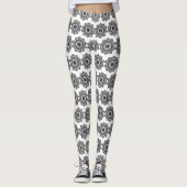 Zwarte en Witte Mandala Leggins Leggings (Voorkant)