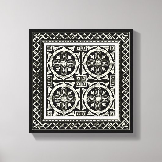 Zwarte en Witte Mandala Motif door Vision Studio Canvas Afdruk (Voorkant)
