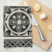 Zwarte en Witte Mandala Motif door Vision Studio Theedoek (Quarter Fold)