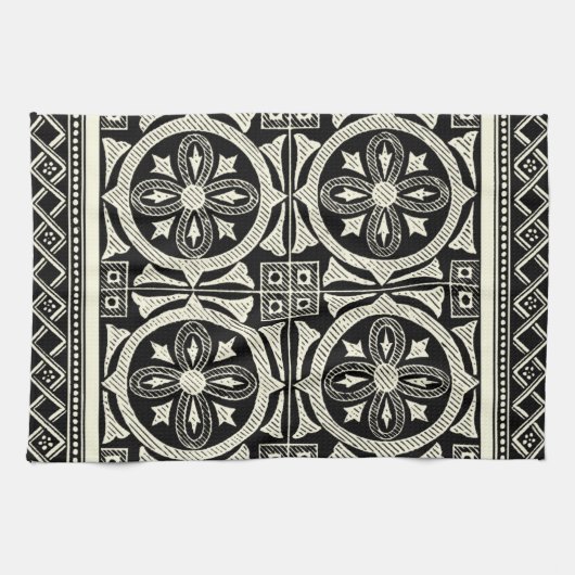 Zwarte en Witte Mandala Motif door Vision Studio Theedoek (Horizontaal)