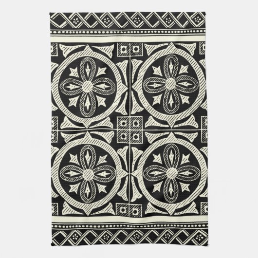 Zwarte en Witte Mandala Motif door Vision Studio Theedoek (Verticaal)