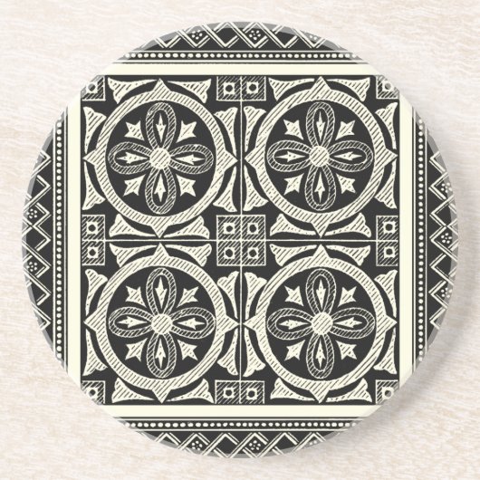 Zwarte en Witte Mandala Motif door Vision Studio Zandsteen Onderzetter (Voorkant)