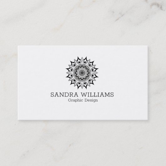 Zwarte en witte mandala visitekaartje (Voorkant)