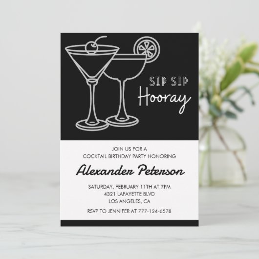 Zwarte en witte Mannen Cocktail 78ste verjaardag Kaart (Staand voorkant)